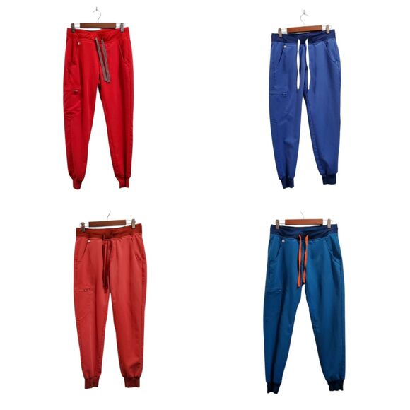 Figs Pants - Lot of 4 Figs Zamora Jogger Scrub Pants XS Petite XS/P red coral blue teal